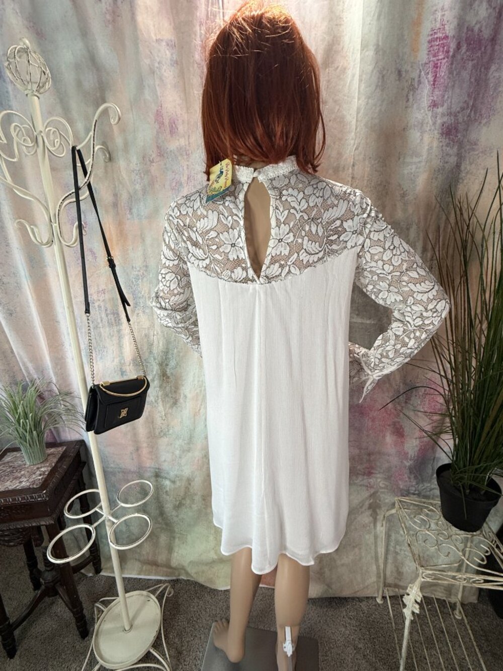 NEW📌Skin-Glimpsing Lace Accents Lends Sheer Romance To This Breezy Mini Dress - Picture 2 of 15